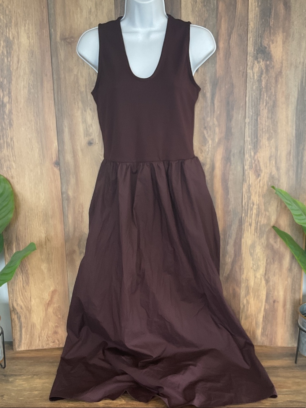 a new day Sleeveless Deep Plum Tank Maxi Dress S 924A